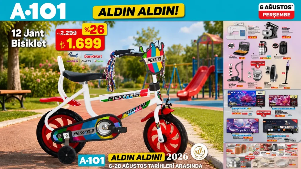 A101’e 12 Jant Bisiklet Geliyor! 6 Ağustos Fırsatları Başladı… Bisikletten Beyaz Eşyaya İndirim Şöleni